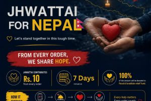 झ्वाट्टाईको ‘Jhwatttai for Nepal’ अभियान, हरेक अर्डरबाट रु. १० बाढी–पहिरो राहतमा
